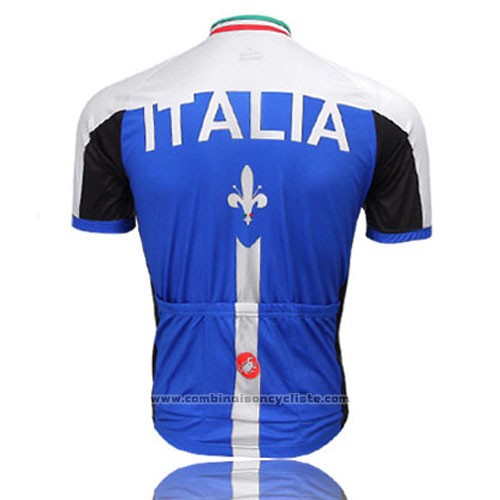 2014 Maillot Cyclisme Italie Blanc et Bleu Manches Courtes et Cuissard